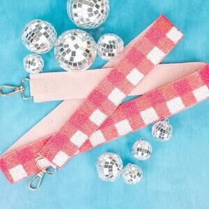Check You Out Hot Pink Seed Bead Bag Crossbody Strap
